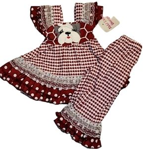 ⭐NWT 2pc Abbi Lane Dog Houndstooth Ruffle Outfit